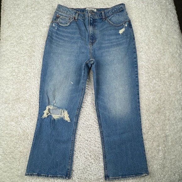 Abercrombie & Fitch Ultra High Rise Kick Flare Jean Distressed NEW - Picture 2 of 13